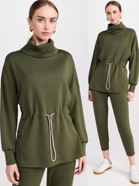 Varley Sweat Turtleneck Sweatshirt Top Green